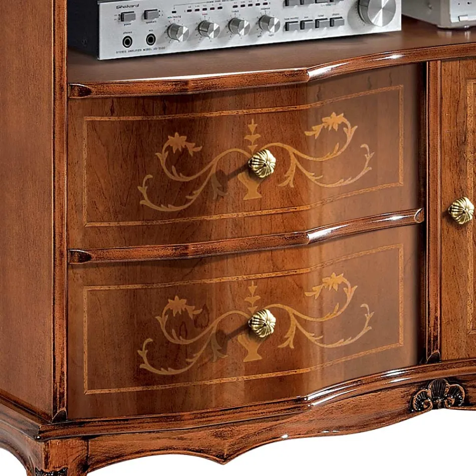 Mueble Tv Estilo Clásico Nogal Made in Italy - Elegant Viadurini