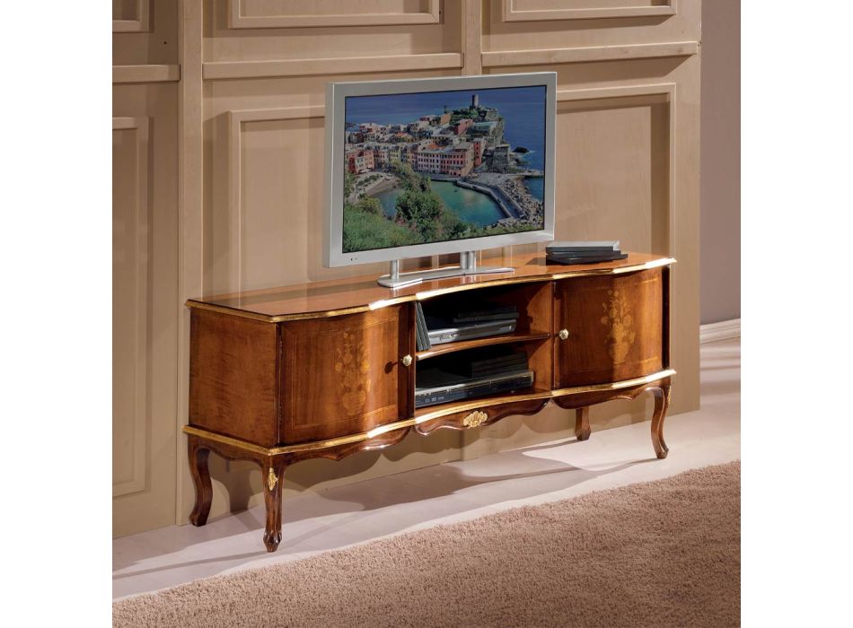Mueble de TV de estilo clásico en nogal Made in Italy - Prince Viadurini