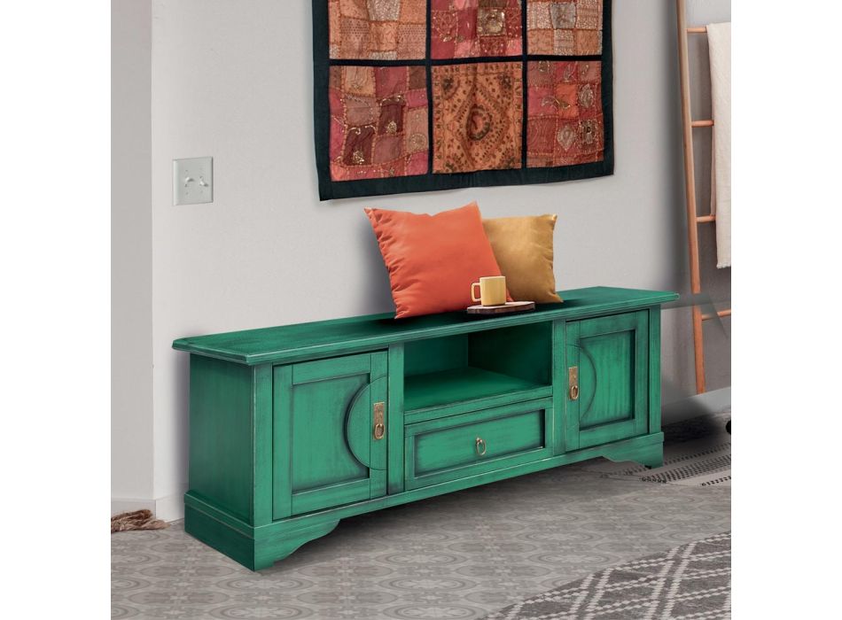 Mueble para TV en madera contrachapada con diferentes acabados Made in Italy - Purusha Viadurini