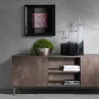 Mueble de televisión moderno en madera de melamina con dos puertas hecho en Italia - Clemente Viadurini