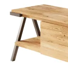Mueble de TV en madera de roble anudado y metal Made in Italy - Jennifer Viadurini