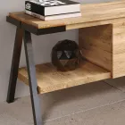 Mueble de TV en madera de roble anudado y metal Made in Italy - Jennifer Viadurini