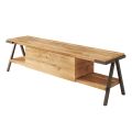 Mueble de TV en madera de roble anudado y metal Made in Italy - Jennifer