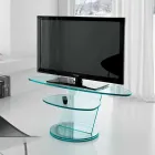 Mueble de TV de vidrio con base giratoria y estante de 2 dimensiones - Salemme Viadurini