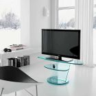 Mueble de TV de vidrio con base giratoria y estante de 2 dimensiones - Salemme Viadurini