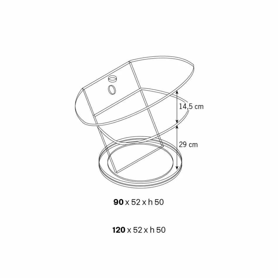 Mueble de TV de vidrio con base giratoria y estante de 2 dimensiones - Salemme Viadurini