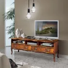 Mueble de TV de madera clásico con compartimentos y cajones Made in Italy - Prince Viadurini