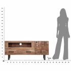 Mueble de TV moderno de hierro y madera de acacia con cajón y puerta - Deanna Viadurini