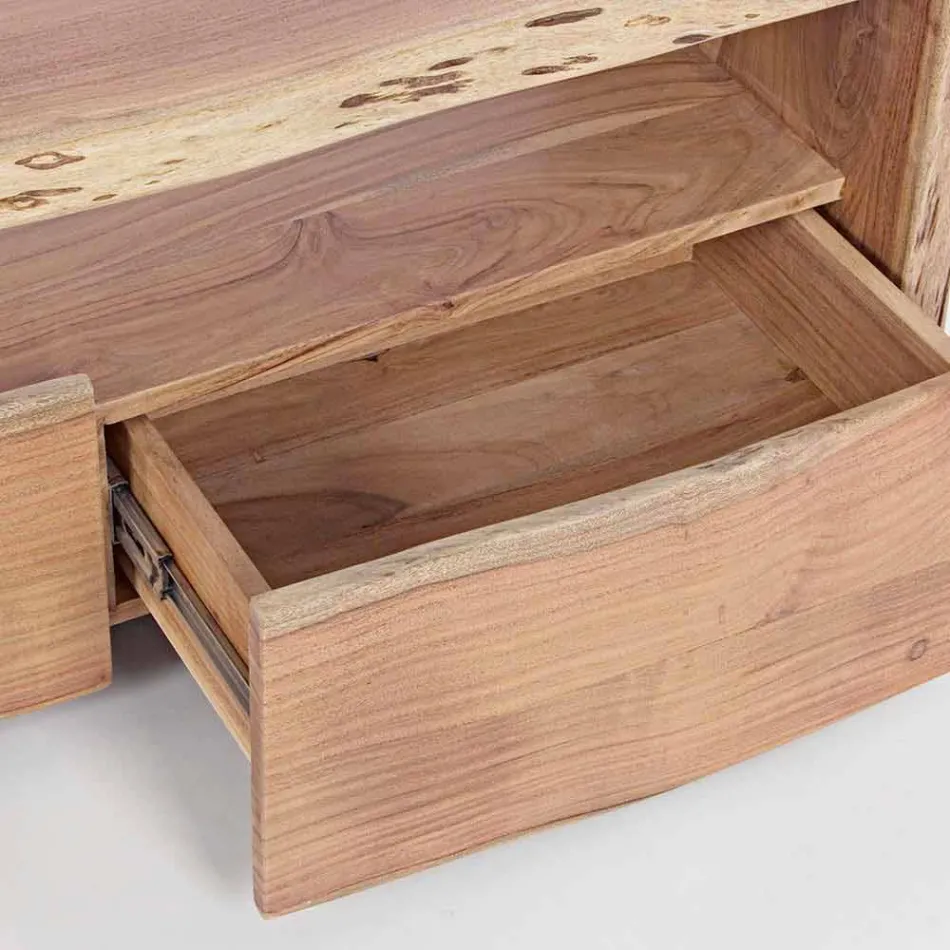 Mueble para TV moderno en madera de acacia con 3 cajones Homemotion - Lauro Viadurini