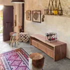 Mueble para TV moderno en madera de acacia con 3 cajones Homemotion - Lauro Viadurini