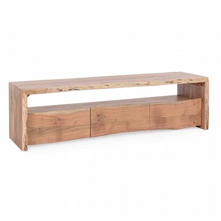Mueble para TV moderno en madera de acacia con 3 cajones Homemotion - Lauro Viadurini