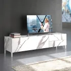 Mueble para TV revestido en melamina acabado mármol Made in Italy - Zinc Viadurini
