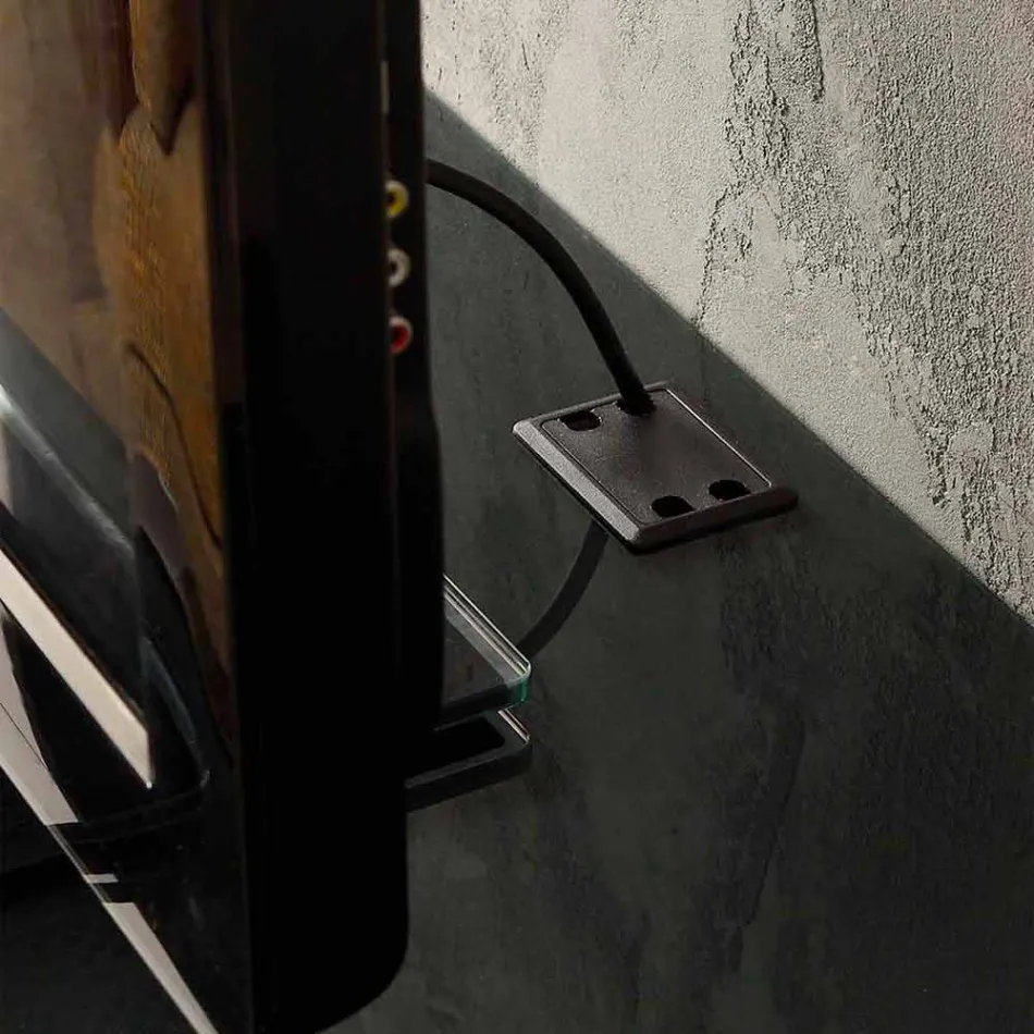 Mueble para TV suspendido con tapa de cristal satinado Made in Italy - Americio Viadurini