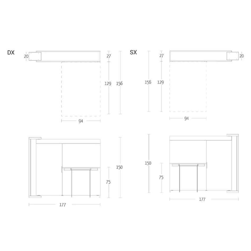 Mueble giratorio multifuncional con soporte para TV y mesa integrada Made in Italy - Illusione Viadurini