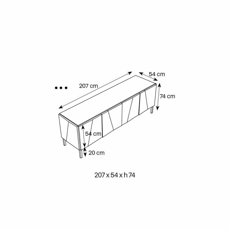 Aparador para Salón o Entrada con Patas y Cristales Espejados