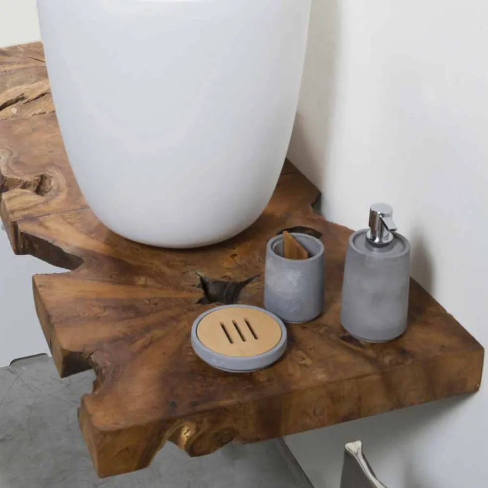 Mueble de baño suspendido en madera maciza de teca - Bosque Viadurini