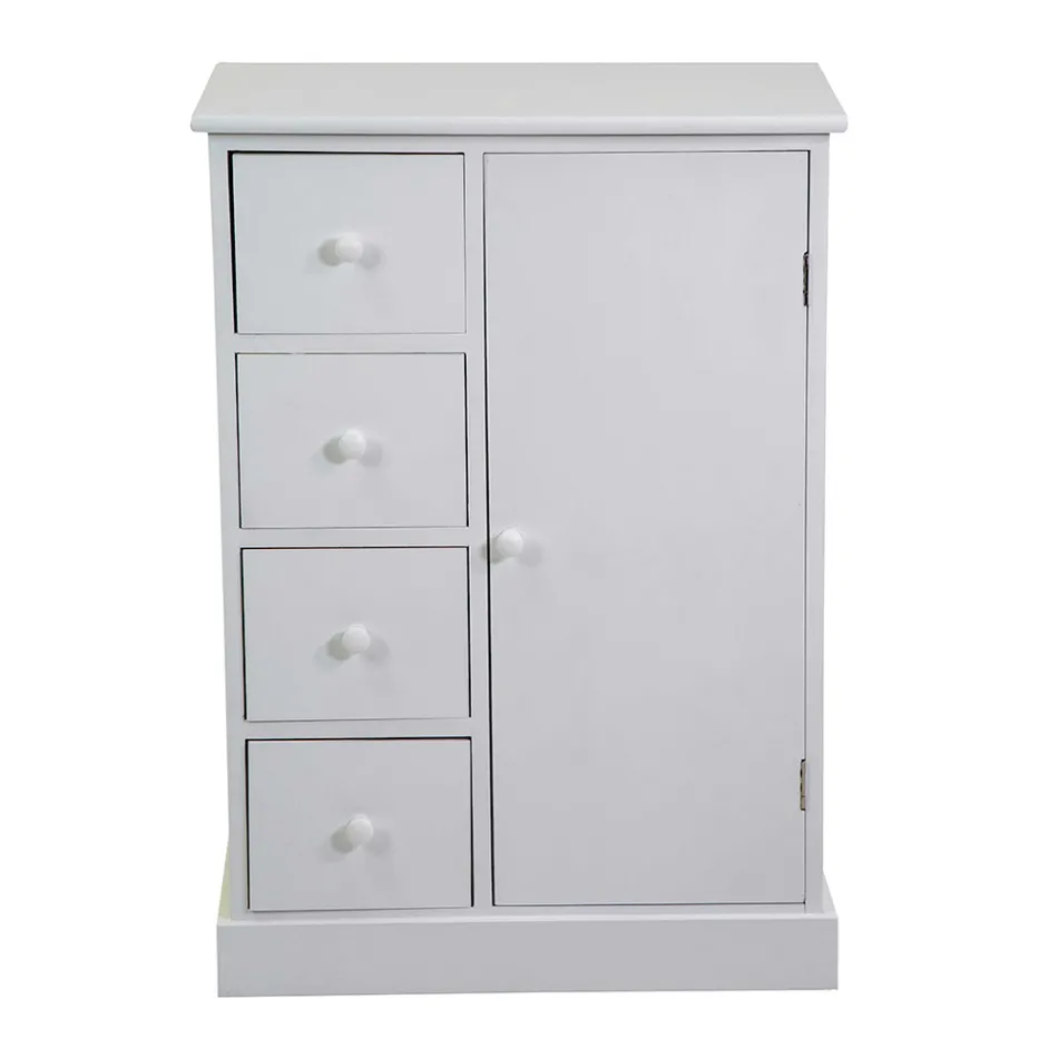 Armario de Interior de Madera con 1 Puerta y 4 Cajones - Meduse Viadurini