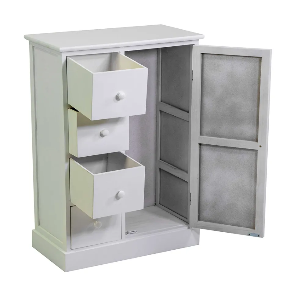 Armario de Interior de Madera con 1 Puerta y 4 Cajones - Meduse Viadurini