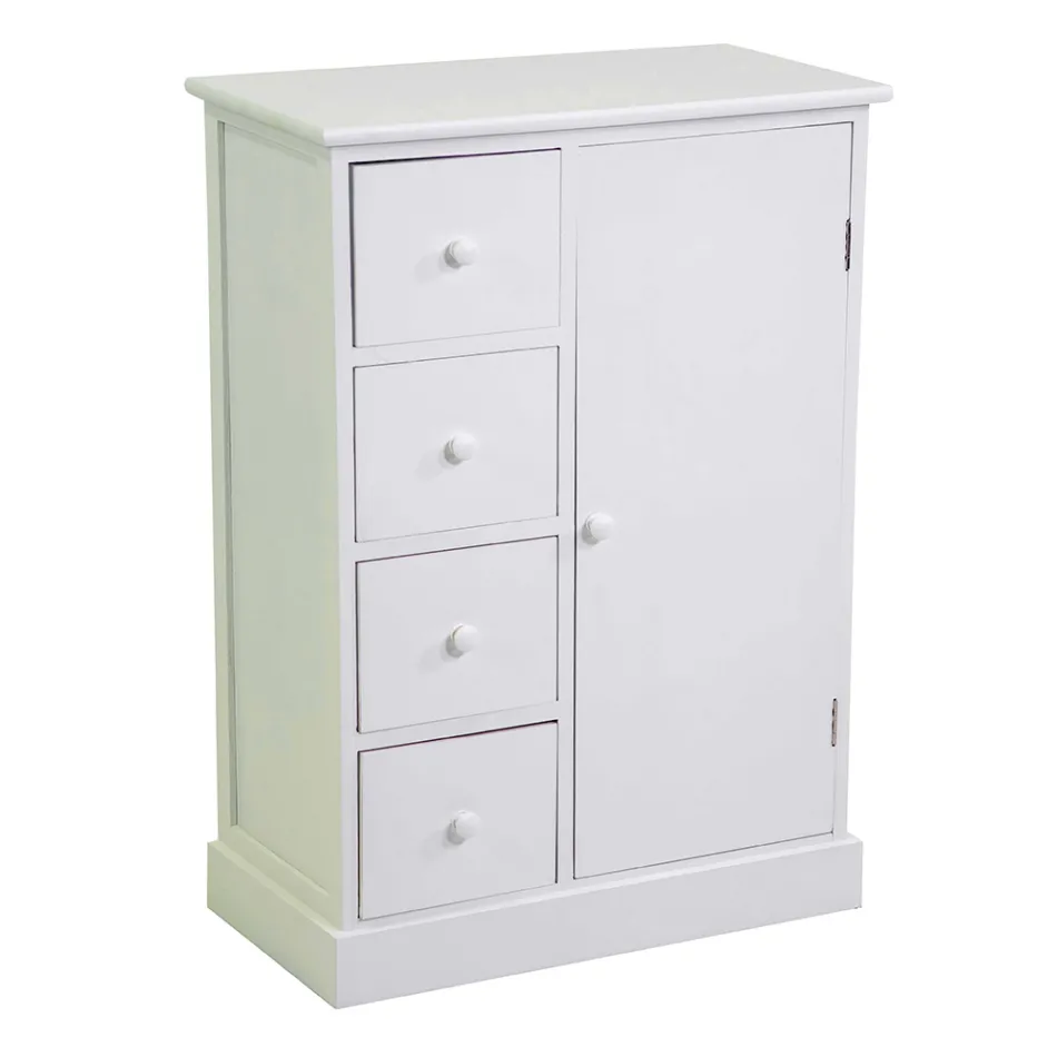 Armario de Interior de Madera con 1 Puerta y 4 Cajones - Meduse Viadurini