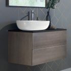 Mueble de baño suspendido en madera, metal y cerámica L96 cm, Precious - Renga Viadurini