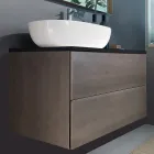 Mueble de baño suspendido en madera, metal y cerámica L96 cm, Precious - Renga Viadurini