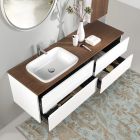 Mueble de baño en madera blanca y nogal y cerámica 156 cm Made in Italy - Renga Viadurini