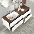 Mueble de baño en madera blanca y nogal y cerámica 156 cm Made in Italy - Renga Viadurini