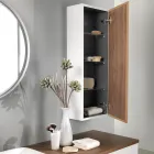 Mueble de baño en madera blanca y nogal y cerámica 156 cm Made in Italy - Renga Viadurini