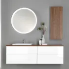 Mueble de baño en madera blanca y nogal y cerámica 156 cm Made in Italy - Renga Viadurini