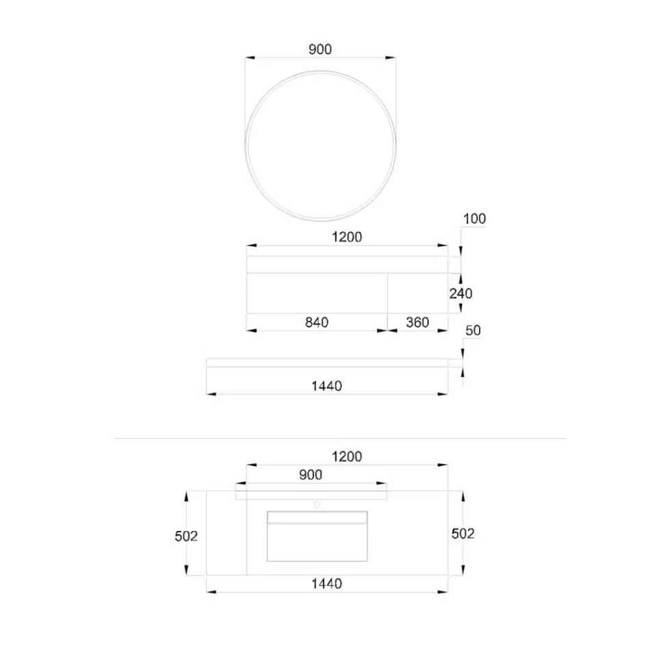 Mueble de baño suspendido con base de cobre para lavabo, 2 cajones, balda y espejo - Renga Viadurini