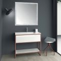 Mueble de baño de suelo en metal cobre y MDF blanco Made in Italy - Cizco