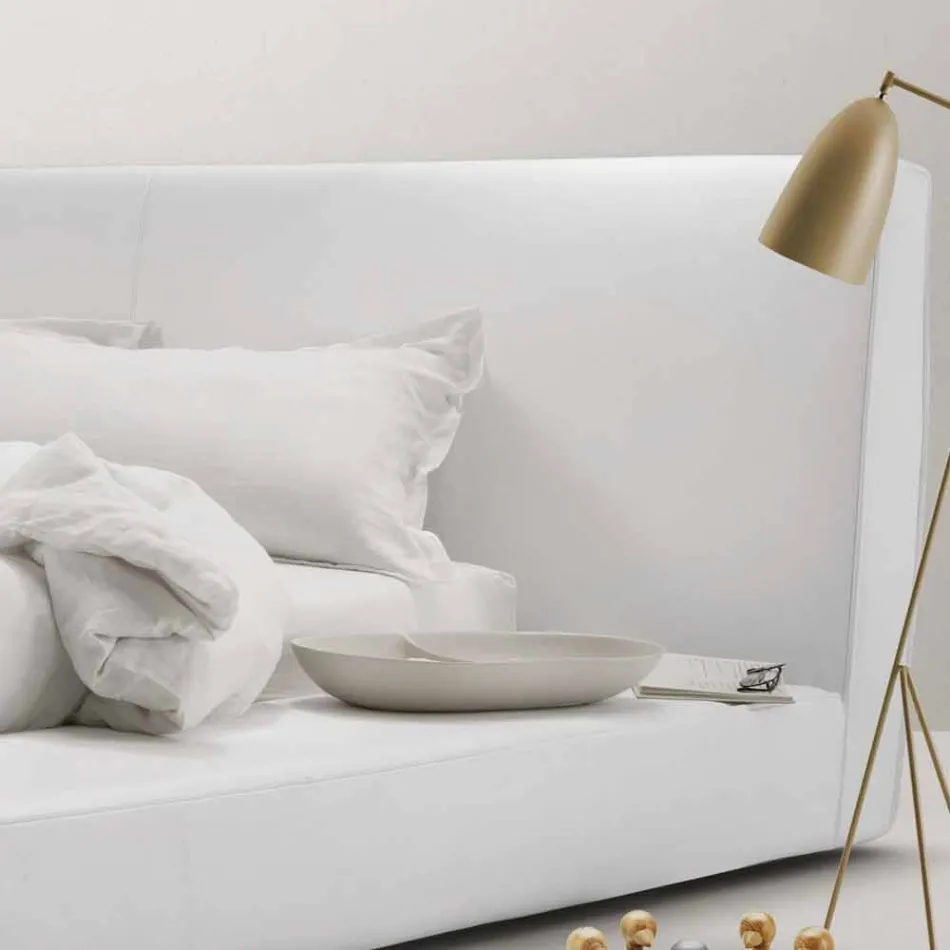 Cama doble de cuero acolchado My Home Long Island fabricada en Italia Viadurini