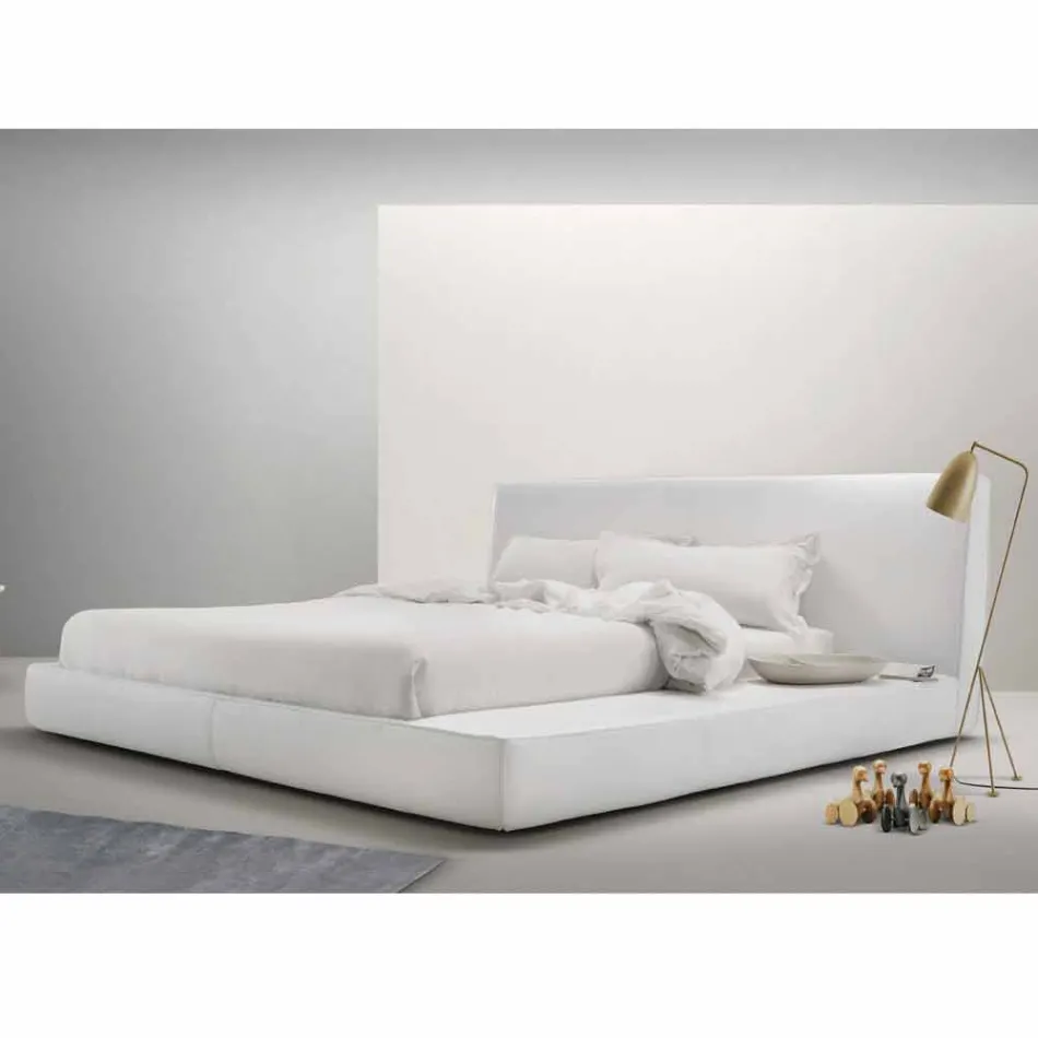 Cama doble de cuero acolchado My Home Long Island fabricada en Italia Viadurini