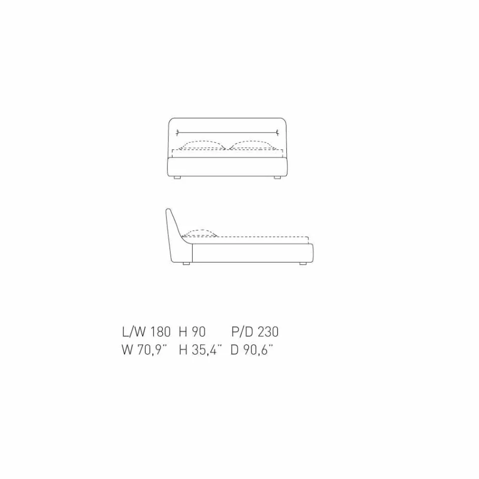 Cama doble tapizada My Home Sleepway de 180x90cm fabricada en Italia Viadurini