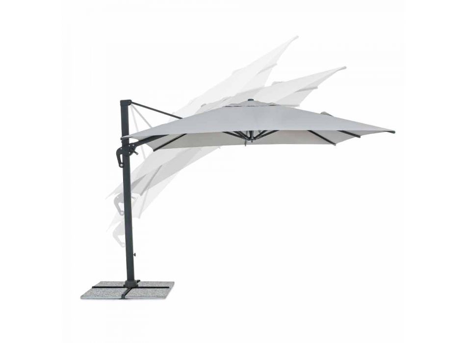 Paraguas de exterior 3x3 con tela gris claro y estructura de antracita - Dalton Viadurini