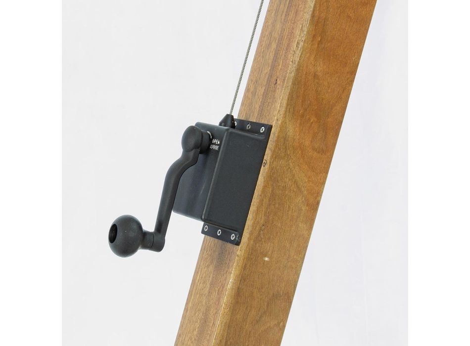 Paraguas de exterior Ecrù de poliéster y madera 3x3, Homemotion - Passmore Viadurini