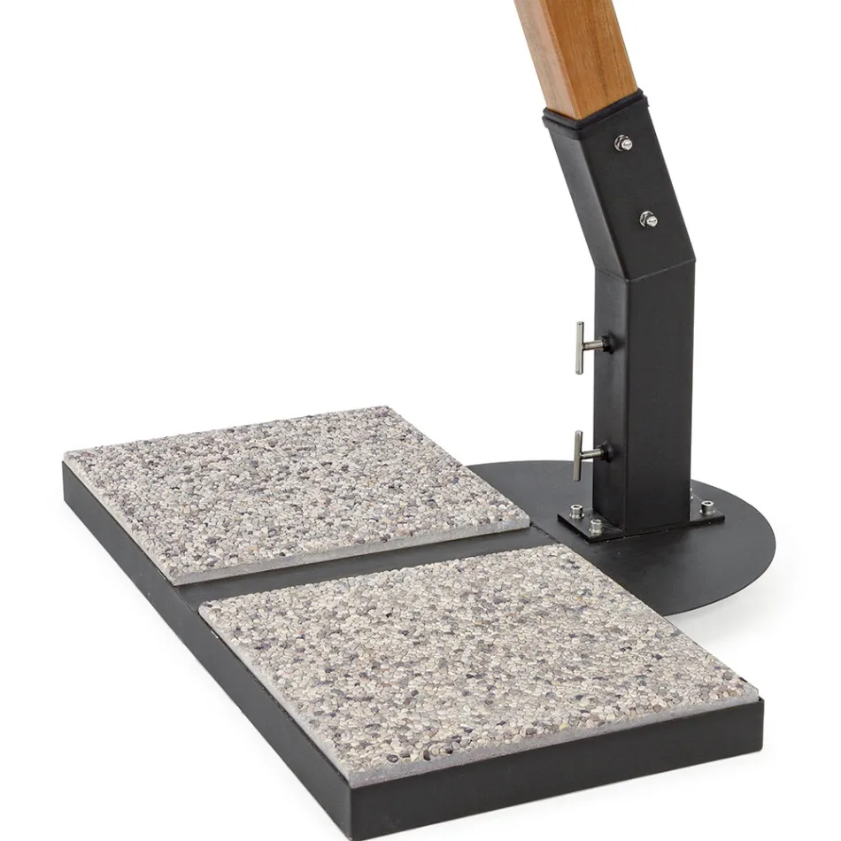 Paraguas de exterior en madera y poliéster crudo 3x4, Homemotion - Passmore Viadurini