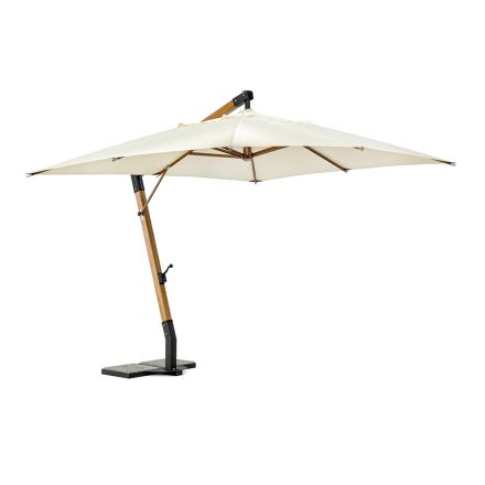 Paraguas de exterior en madera y poliéster crudo 3x4, Homemotion - Passmore Viadurini