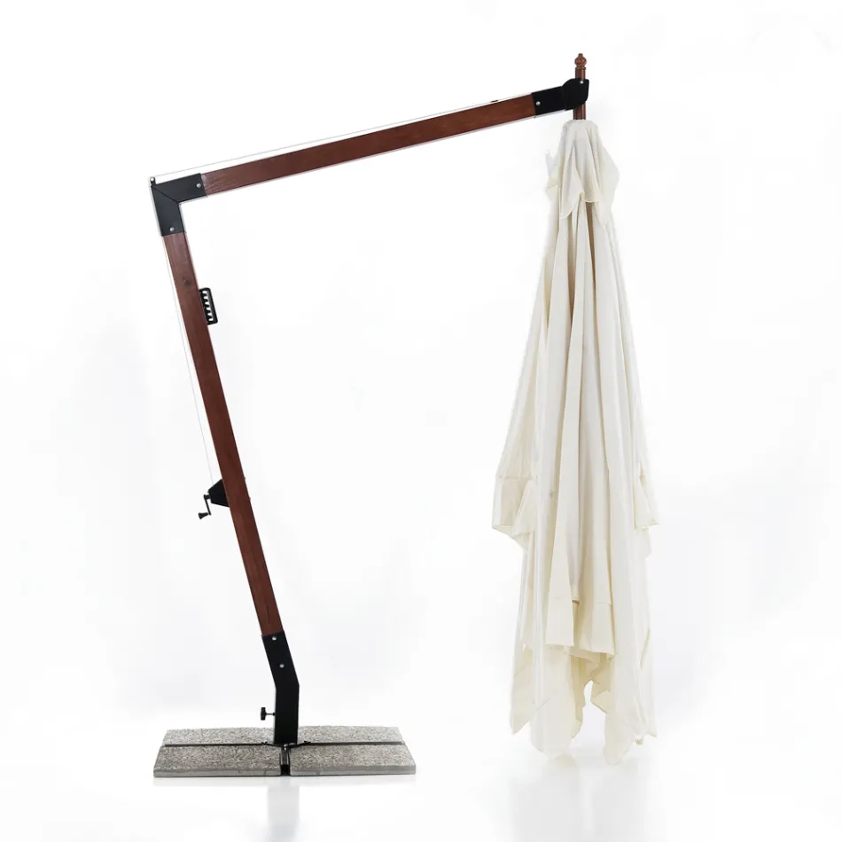 Paraguas de madera maciza con capota de poliéster revestido de PVC - Devoir Viadurini