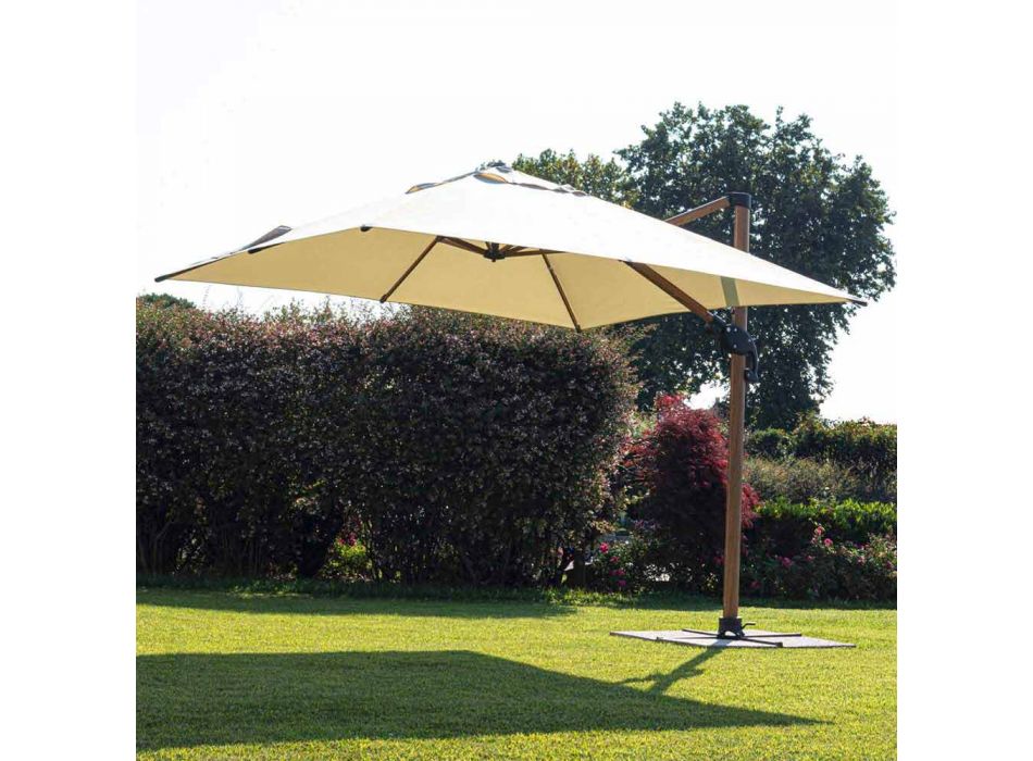 Paraguas de exterior 3x3 en aluminio con tejido de poliéster beige - Leano Viadurini
