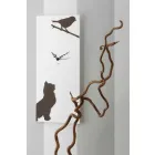 Reloj de pared blanco con decoraciones animales de madera Diseño moderno - Suspenso Viadurini
