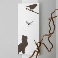 Reloj de pared blanco con decoraciones animales de madera Diseño moderno - Suspenso