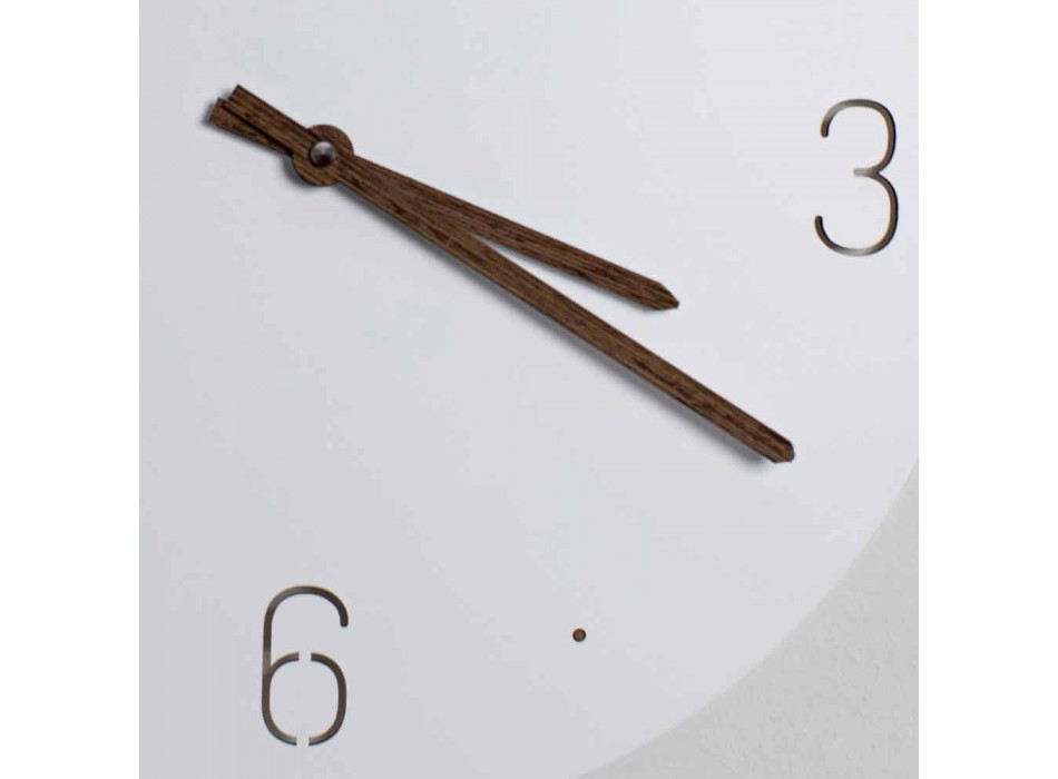 Reloj de pared de diseño clásico en madera blanca redonda cortada con láser - Jovial Viadurini