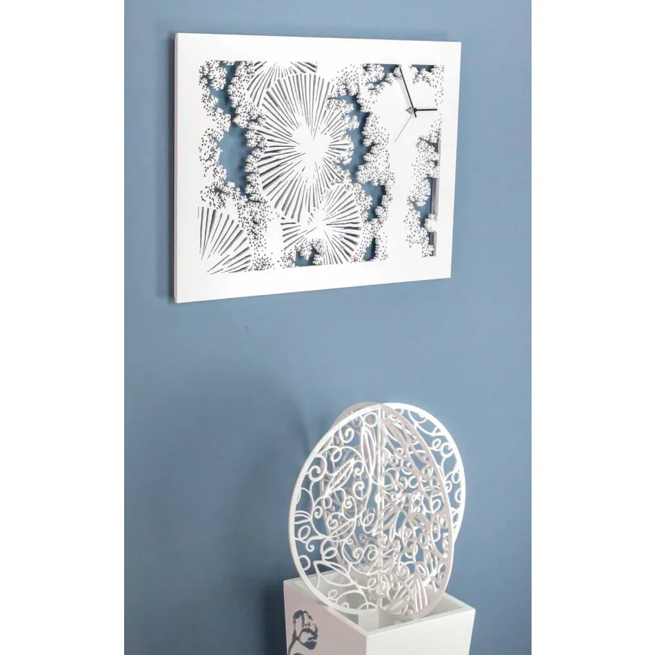 Reloj de pared de diseño en madera blanca o paloma rectangular - Artificio Viadurini