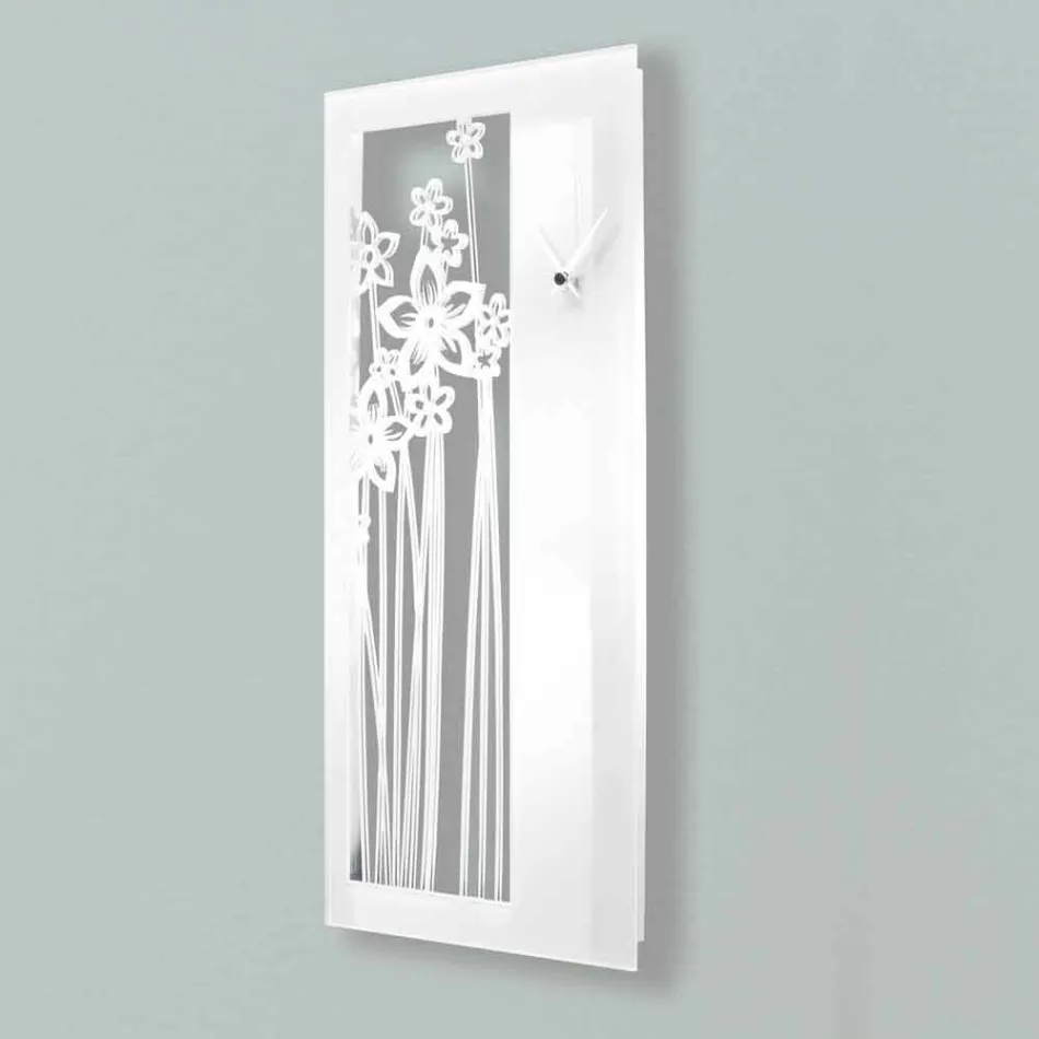 Reloj de pared moderno de diseño rectangular en plexiglás blanco - Elara Viadurini