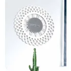 Reloj de pared de madera blanca de diseño floral grande y moderno - Gerbera Viadurini