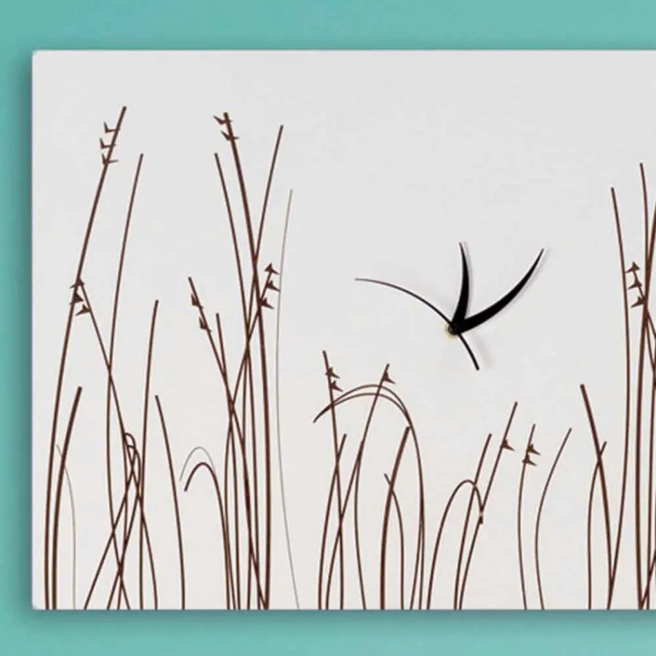 Reloj de pared rectangular de madera blanca de diseño moderno - Filigrana Viadurini