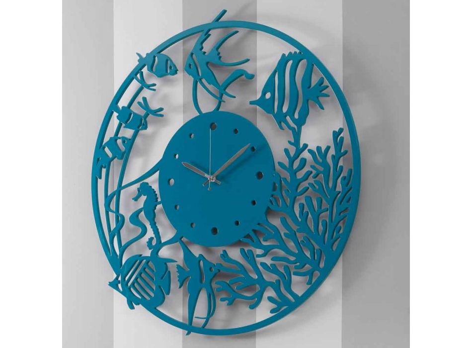 Reloj de pared de madera redondo moderno de colores grandes - Infondoalmar Viadurini