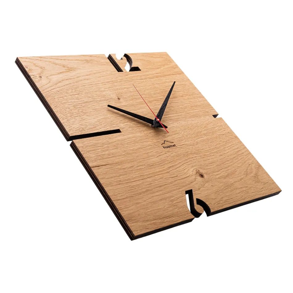 Reloj de pared cuadrado en madera de roble, pino o nogal Made in Italy - Bethel Viadurini