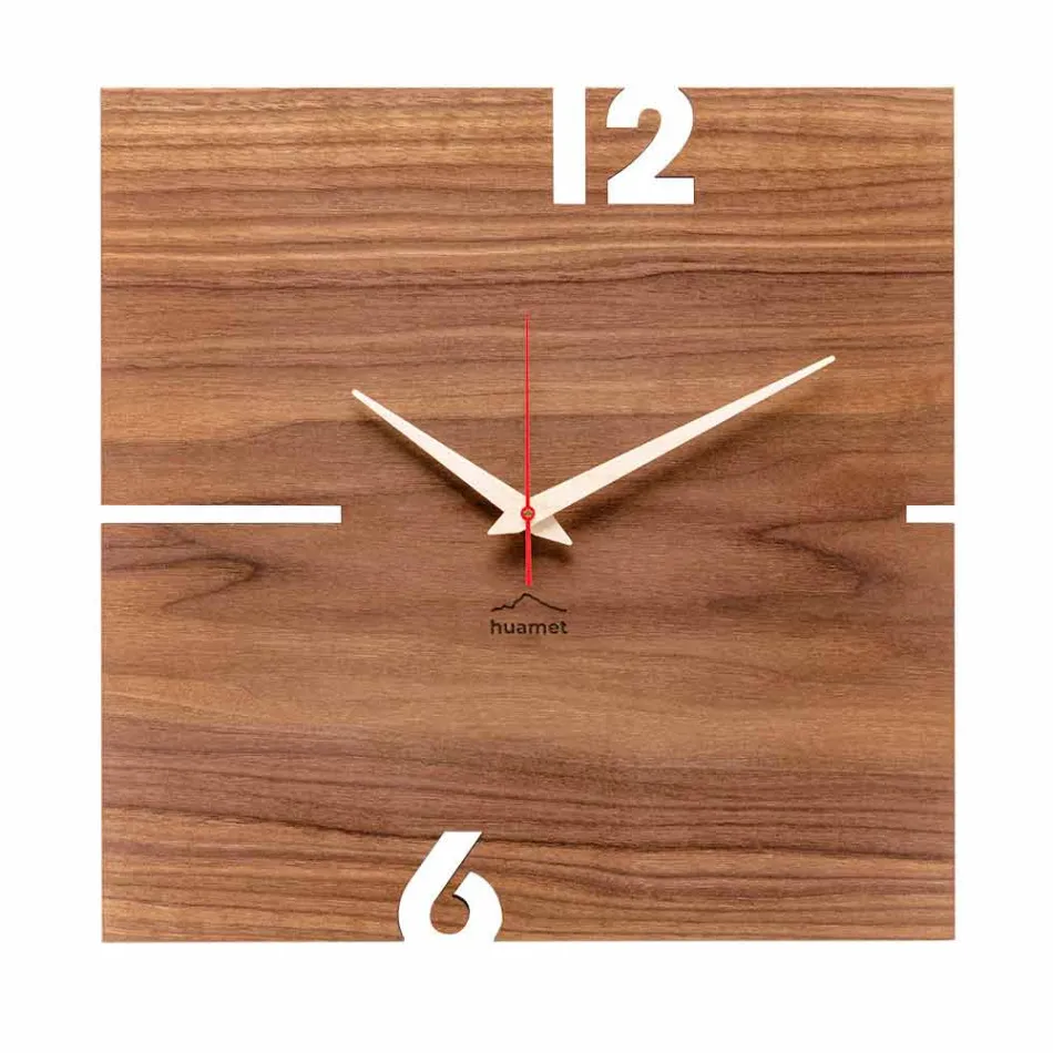 Reloj de pared cuadrado en roble, pino o nuez Made in Italy - Bethel Viadurini